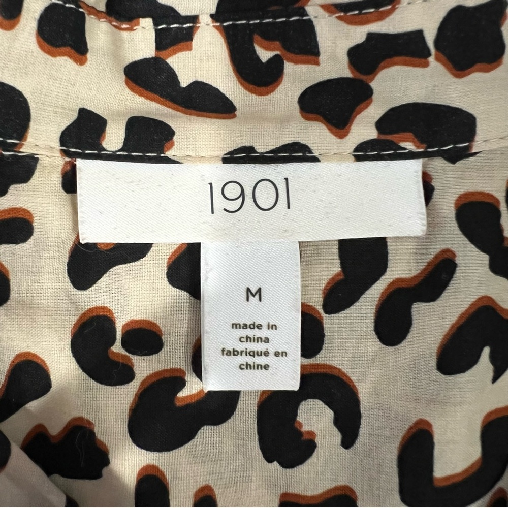 Nordstrom 1901 100% Cotton Leopard Button Down Blouse Size M - Picture 6 of 9